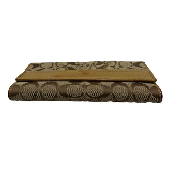 COACH Brown and Tan Signature Canvas Wallet - Picture 3 of 11